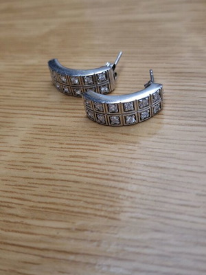 Σκουλαρίκια ασημένια 925 με λευκά ζιργκόν σαν καινούργια