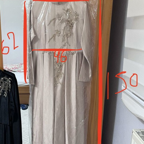 Satin maxi dress like new with embroidery champagne beige