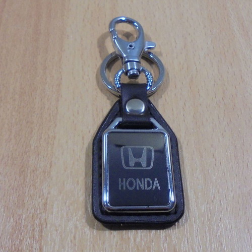 Honda promotional keychain metal with black leatherette like new