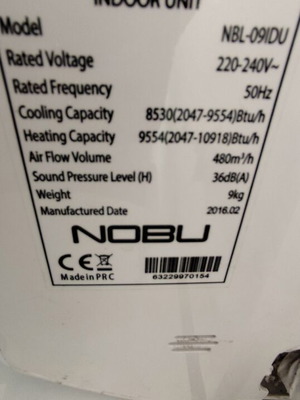 Nobu wall mounted air conditioner indoor unit