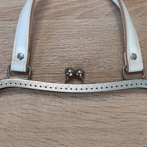 Metal bag frame clasp 27cm with leather handle new