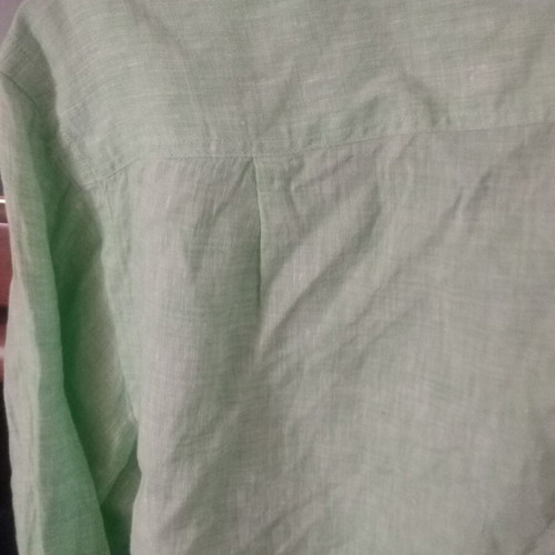 Men's shirt green, 100% linen, refurbished, size L