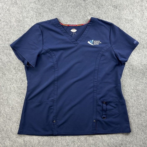 Dickies scrubs nurse work blouse XL blue with pockets used