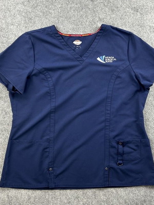 Dickies scrubs nurse work blouse XL blue with pockets used