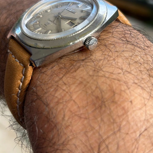 Citizen Crystal Seven watch used, men's, beige and silver