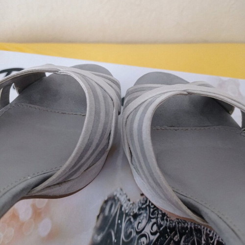 High-heeled sandals used, gray, size 37, 10cm heel