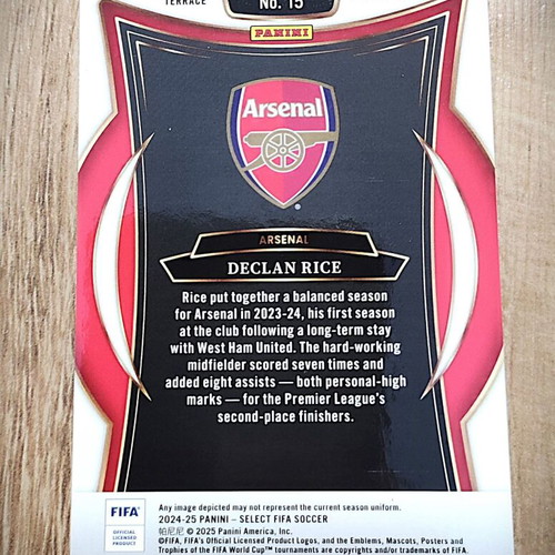 2024-25 Panini Select FIFA Soccer Pandora Prizm Terrace #15 Declan Rice Arsenal new