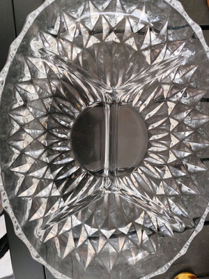 Crystal platter with four compartments for nuts new