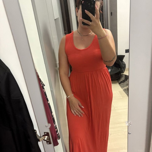Maxi summer dress Les Amants coral, like new, size Small