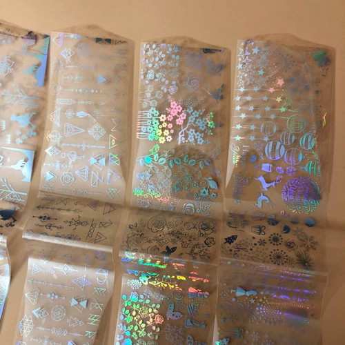 Ολογραφικά αυτοκόλλητα νυχιών Aurora Glass καινούργιο, πακέτο 5 τεμ.