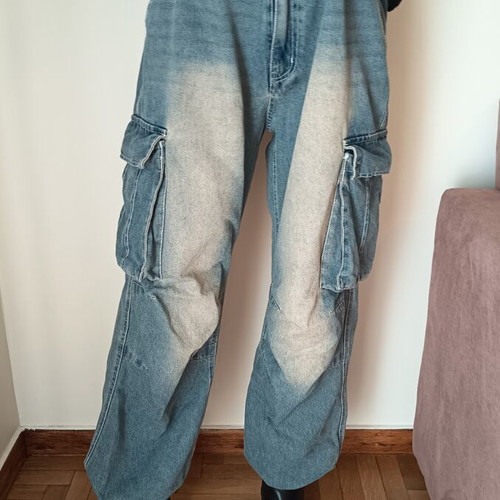 Baggy jeans blue, like new, sizes M/L with drawstring