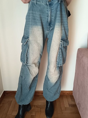 Baggy jeans blue, like new, sizes M/L with drawstring