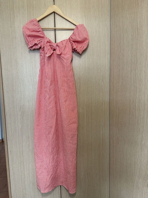 Stefania Vaidani long dress new, white and red with zipper