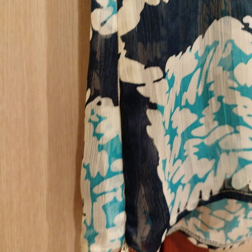 Women's blouse used, size S, white and turquoise