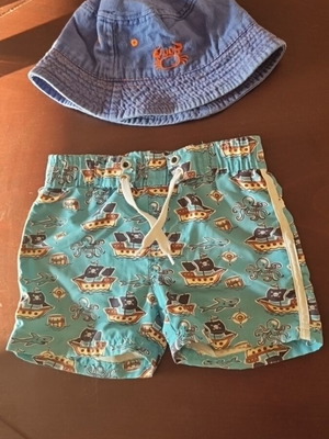 Baby beach set with swim shorts and hat up to 24 months