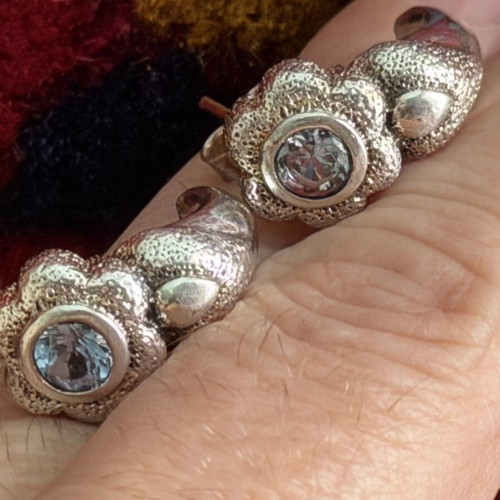 Silver earrings with topaz, handmade, like new