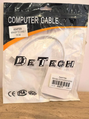 Mini DP 3 in 1 DVI VGA HDMI adapter new, 10 cm