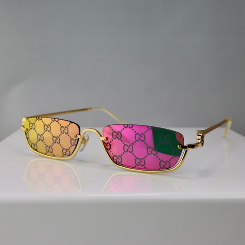 Gucci GG1278S 005 sunglasses, pink GG monogram, gold frame