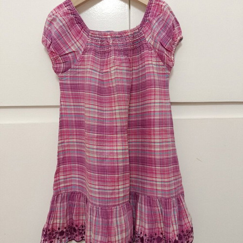 Purple checked dress used with embroidery size 104 cm for 4 years old