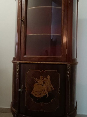 Baroque marquetry display cabinet