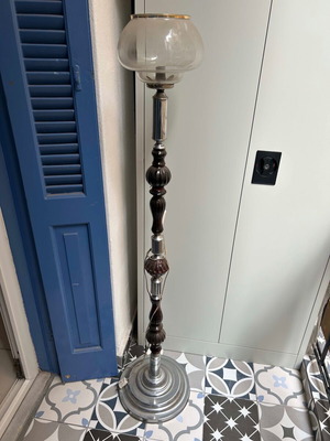 Vintage floor lamp used with metal stem and ceramic details
