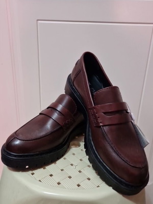 Кожени мокасини Geox нови, бордо цвят