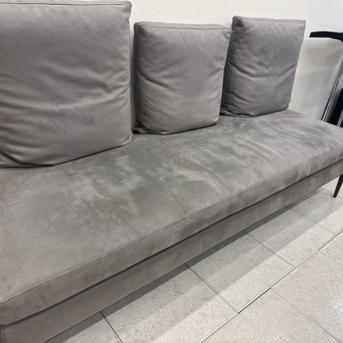 Three-Seat Sofa like new, alcantara, metal legs, three cushions