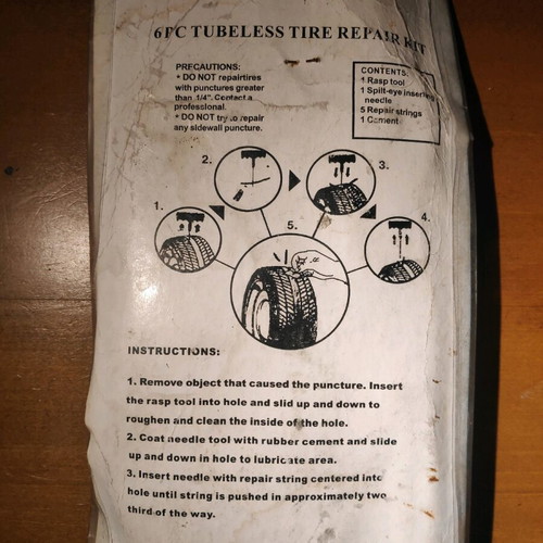 Tubeless tire repair kit new 6pc