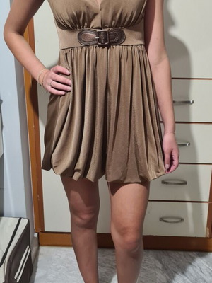 Iceberg women's mini dress S-M, brown, vintage Y2K babydoll
