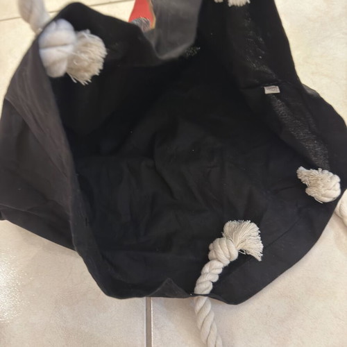Tote Bag Black new with braided rope handles