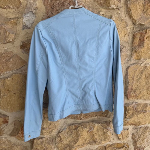 Leather jacket turquoise like new, size Large