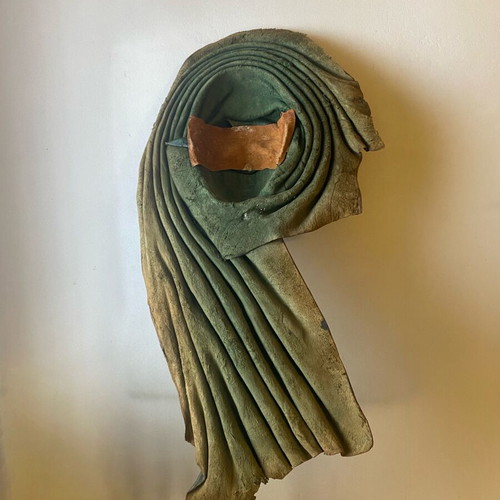 Leather wall mask like new, female face from Tunisia