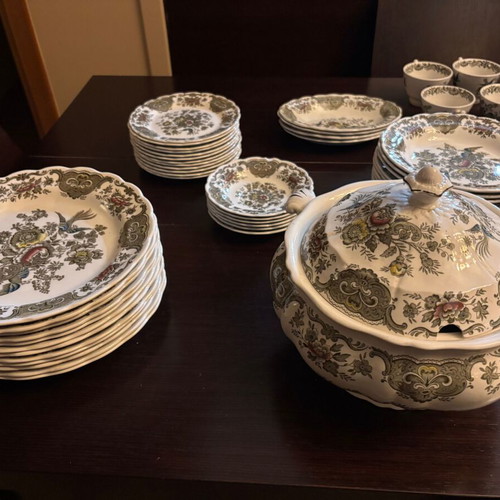 Ridgways Windsor Green Staffordshire China Vintage Serving Set new