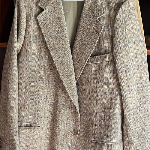 Men's checked jacket, beige and brown, size L