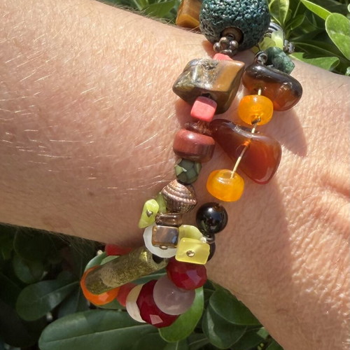 Bracelet with silver elements and semiprecious stones like new
