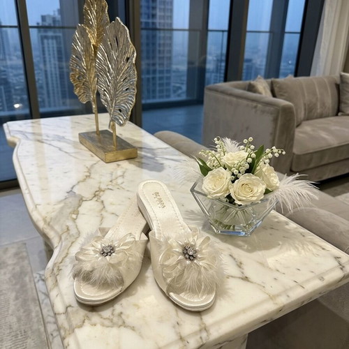 Bridal slippers new, size 38 but fit 36-37, white