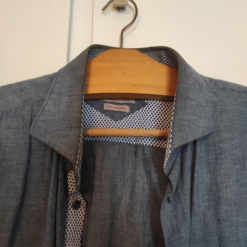 Berto Lucci men's shirt XL regular fit used, linen-cotton blue