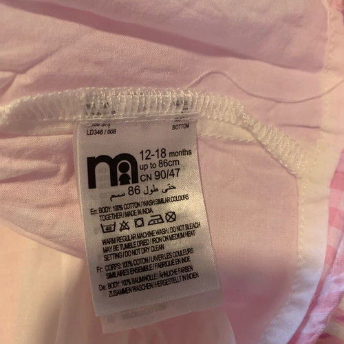Mothercare dress 12-18 months like new with diaper cover pink-white