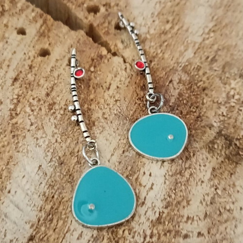 Handmade enamel drop earrings metal new