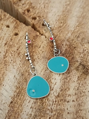 Handmade enamel drop earrings metal new
