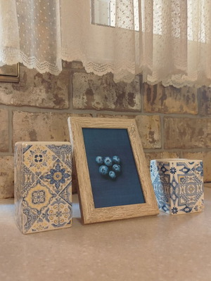 Blueberries Still Life Minimal Kitchen Frame 10x15 Wood