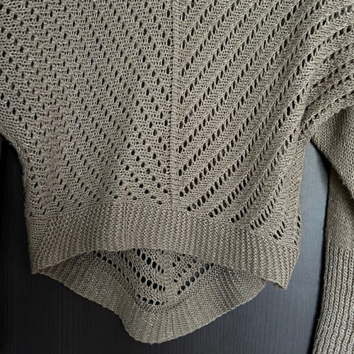 Beige sweater with holes, off-shoulder style, size S