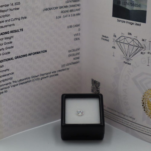 Lab Grown Round Cut Diamond 0.55ct D-VVS2 new