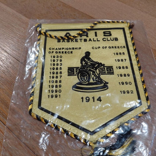Aris Thessaloniki Small Football Pennant new, 13x10 cm