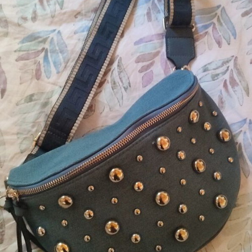 Denim banana bag with studs new with tag