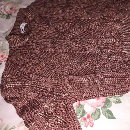 Zara sweater with knit pattern like new, pink and silver