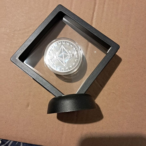 Ethereum collectible coin silver new in black case 11cm height