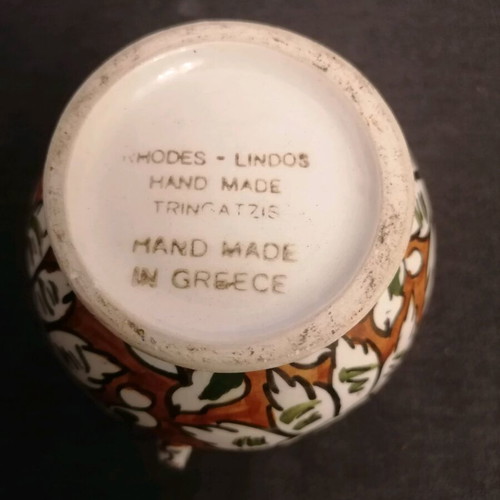 Roditiko vase used, hand-painted, Lindos Rhodes