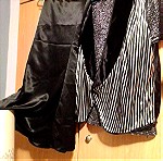  Τρία κομμάτια για βραδυνό ντύσιμο φούστα σατέν μαύρη μάξι μπλουζάκι λαμέ και γιλέκο μαύρο λαμέ XL πολύ καλή ποιότητα