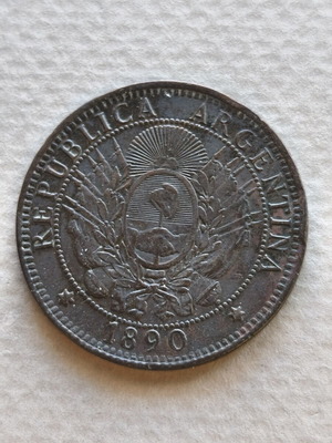 2 Centavos Dos Centavos coin from Argentina used, 1890